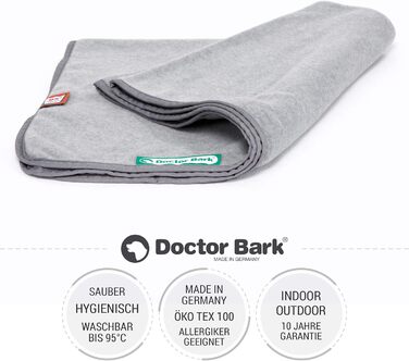 Doctor Bark м'яка флісова ковдра для собак, гіпоалергенна, пральна до 95°C, для дивану та лежака, 100x70 см, світло-сіра, Німеччина