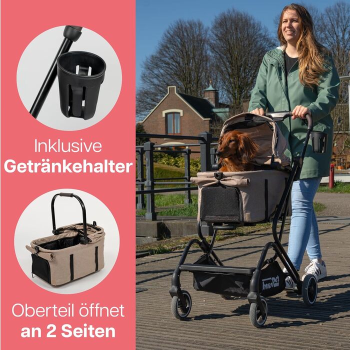 Візок для собак Innopet Nomad Compact - легкий, складаний візок для собак та котів до 20 кг, знімний кузов, переноска та автокошик