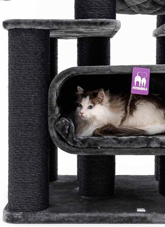 Драбина для котів Petrebels Skyline XXL, 186 см, чорна. Підходить для великих котів, таких як Мейн-кун