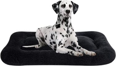 Coohom Fulffy Лежанка для собак, плюш, зручна, неслизька, пральна, для середніх та великих собак (XL, чорний) 104 x 71 x 10 см