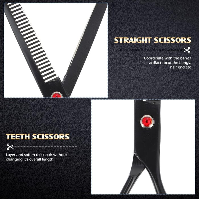 Професійна ножиця для стрижки волосся та текстуризації - чорний колір (2 шт.)