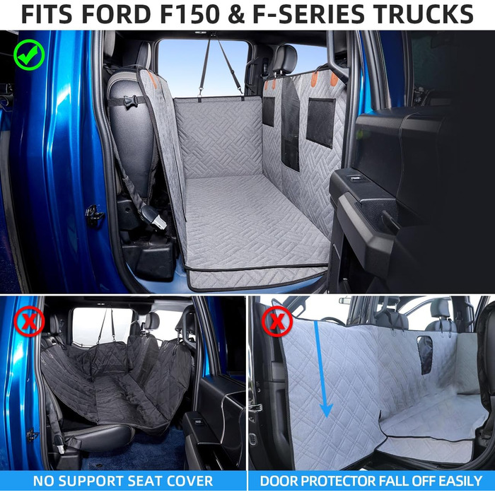 Чохол на сидіння автомобіля для собак ABE, для вантажівки, гамак для собак, чохол для домашніх тварин на заднє сидіння, подовжувач заднього сидіння для собак, сірий, F-серія (F150)