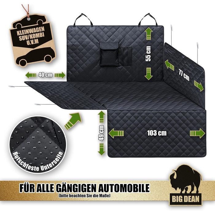 Захисна підкладка для багажника BigDean Premium з боковими та захистом бампера – захист багажника для собак, стійкий до бруду та води – універсальна ванна для багажника для собак та багажу