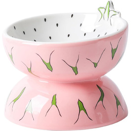 Котло propositions для котів TIGOADT, керамічна миска з дизайном ківі, нахилена годівниця для котів з підставкою, миска для кошенят, що запобігає блювоті, придатна для миття в посудомийній машині (рожева)