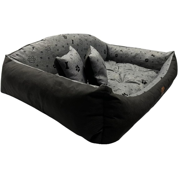 Ортопедичне ліжко для собак Dogs4ife: м'яке, миється, з можливістю персоналізації імені. Підходить для великих собак S-XX. Чорні лапки.