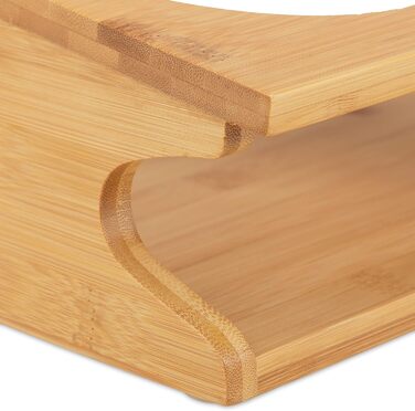 Підставка для корму Relaxdays для котів та маленьких собак, 2 миски по 300 мл, піднята, бамбук та нержавіюча сталь, 12x39x19,5 см, натуральний колір/срібло