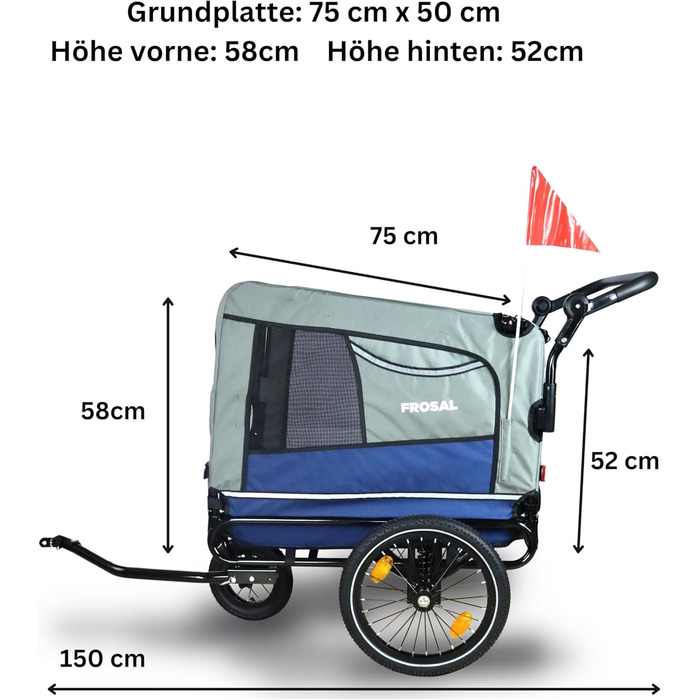 Фросал Причіп для велосипеда, переноска для собак Лассе, переноска для собак, причіп для велосипеда, біговий візок для собак, переноска для собак, причіп для собак