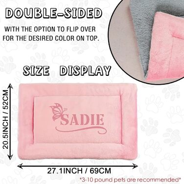 Персоналізована килимок для собак, індивідуальне собаче ліжко для вольєра, миється, килимок для сну домашніх тварин, подарунок для любителів собак і котів (69x52 см, рожевий)