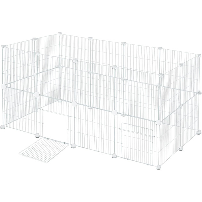 Клітка для кроликів та інших дрібних тварин EUGAD з дверцятами, розширювана, 142x72x36 см, металевий каркас, білий колір