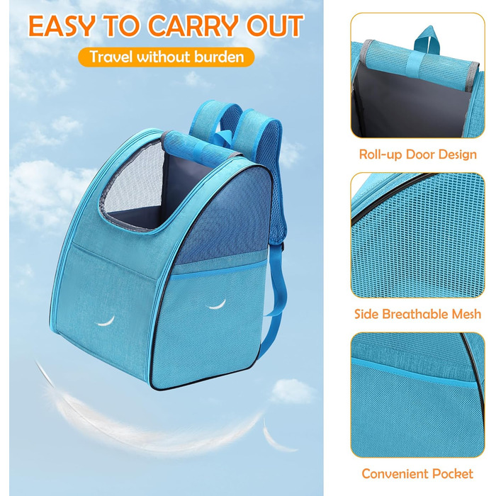 Рюкзак для тварин ALLSOPETS: складаний, для котів та собак, з дихаючою підкладкою. Ідеально для подорожей, прогулянок та хатніх потреб. Колір: блакитний