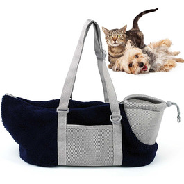 PETCUTE Сумка-переноска для собак та котів, дихаюча, знімний дно, регульована ручка, безпечний поводок, темно-синій