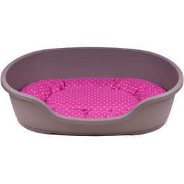Корзина для собак Adena 58 x 38 см, бежева + подушка в горошок рожева 58 x 38 x 20 см