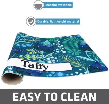 Drymate Килимок для годівлі собак та котів - Персоналізований килимок під миску, з перероблених волокон, машинне прання, 30x60 см, Paw Dots - Чорний Small (30x60 см)