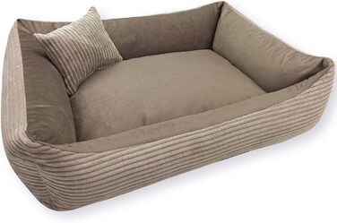 4L Textil Hundebett Molly - зручне ліжко для собак середніх порід, м'який велюр, коричневий колір (100x80 см)