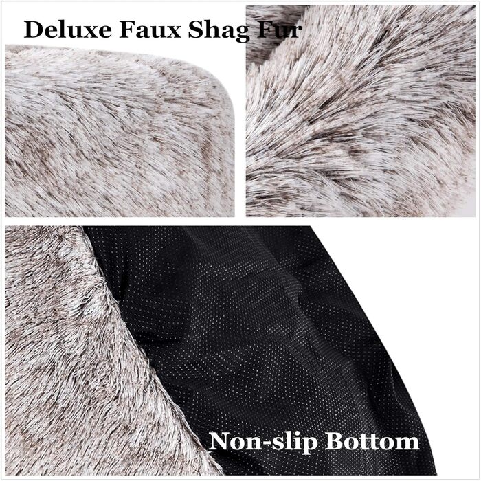 Кругле ліжко для собак Coohom Ovales, штучне хутро, миється, для маленьких та середніх собак, світло-коричневе (76,2 x 91,4 см)