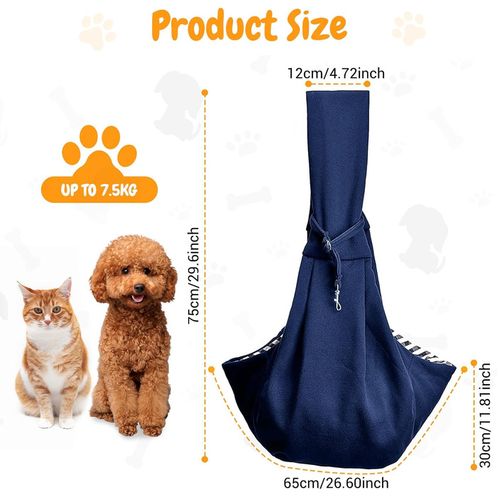 Сумка-переноска для собак Lyneun 6 кг, дихаюча, регульована, для прогулянок та подорожей (Морська блакить)