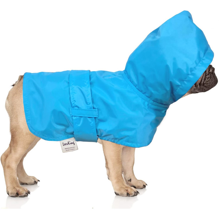 Дощовик для собак LeerKing: водонепроникний дощовик з м'якою підкладкою, для малих, середніх та великих собак, довжина 11-71 см, колір блакитний