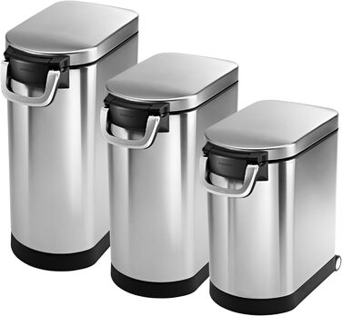 Контейнер для корму simplehuman CW1886 25 л, нержавіюча сталь, герметичний, для зберігання сухого корму для собак і котів, 12 кг, 10 років гарантії