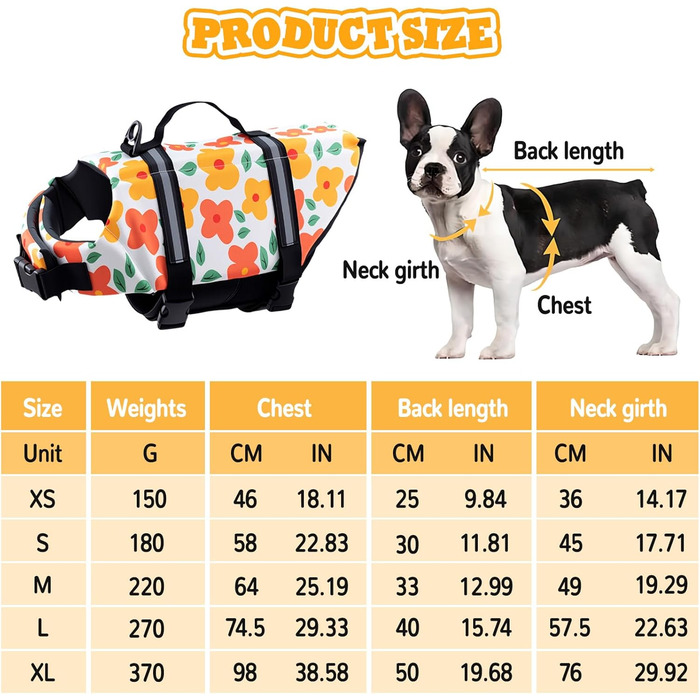 Рятувальний жилет для собак Schwiweste FainFun XL з квітами, Ripstop, регульований розмір, для собак великих і малих порід