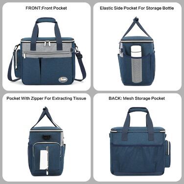 Тайхойін Сумка-переноска для собак, подорожі, комплект для догляду: 2 місткості для корму, 2 складані миски, килимок, кишеня для ласощів, зелено-блакитний