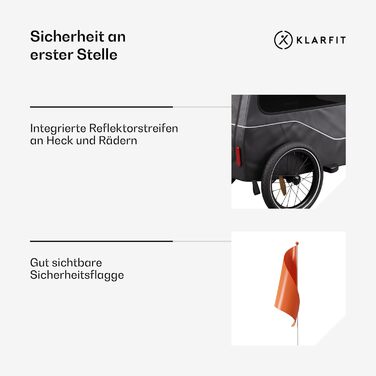 Причіп для собак Klarfit Goldie Home, 334 л, водовідштовхувальний, для дому та прогулянок, вантажопідйомність 40 кг, складаний, 16-дюймові колеса