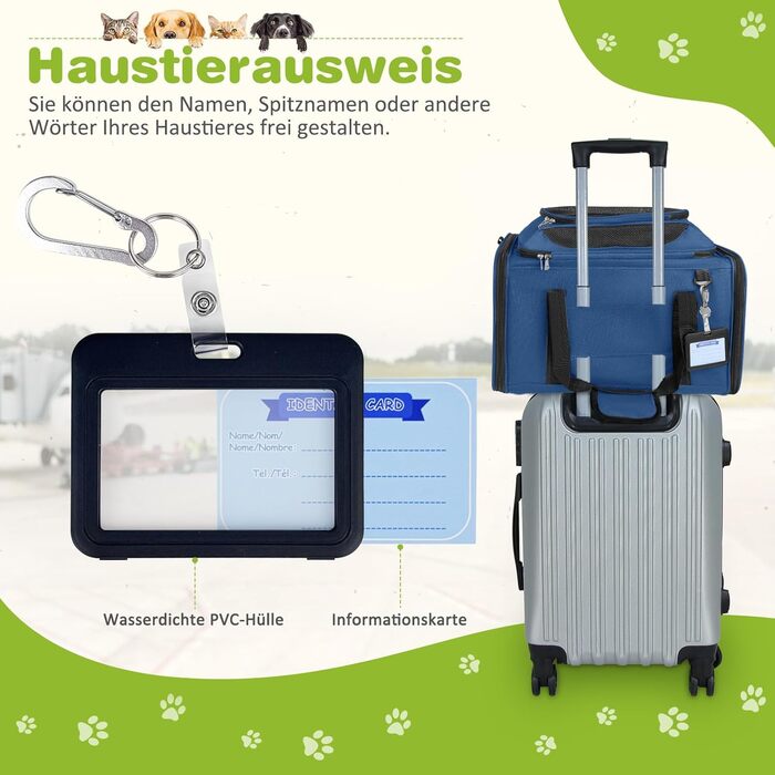 Транспортна сумка для кота/собаки TOFFCAEA, переноска для тварин, складана, 6 кг, для середніх собак та котів (Блакитний, 43 x 28 x 28 см)