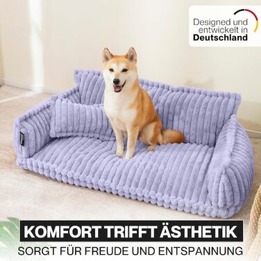 Крісло-лежанка для домашніх тварин Noviclass® Chaffar | Для котів та собак | Ортопедичний матрац | Сучасний стиль, Cord-дизайн, фіолетовий, XL (120 см)