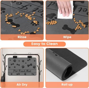 Килимок для годівлі котів та собак: супер вбираючий, неслизький, 30x50 см (Сірий)