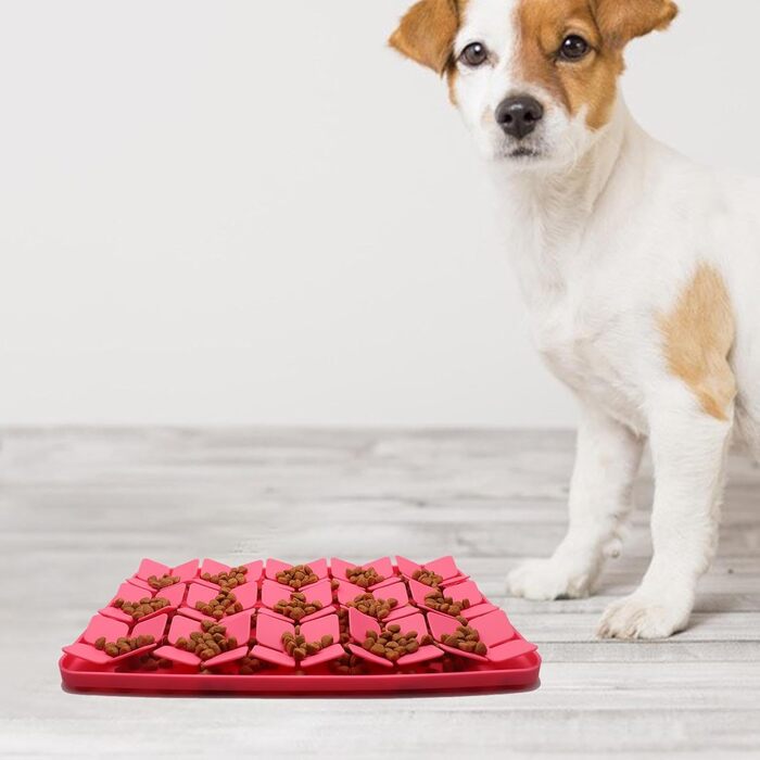 Килимок-лизалка для собак Katzenschlamm з присосками, лінза, зменшує нудьгу, для ласощів та корму, фіолетовий (червоний)