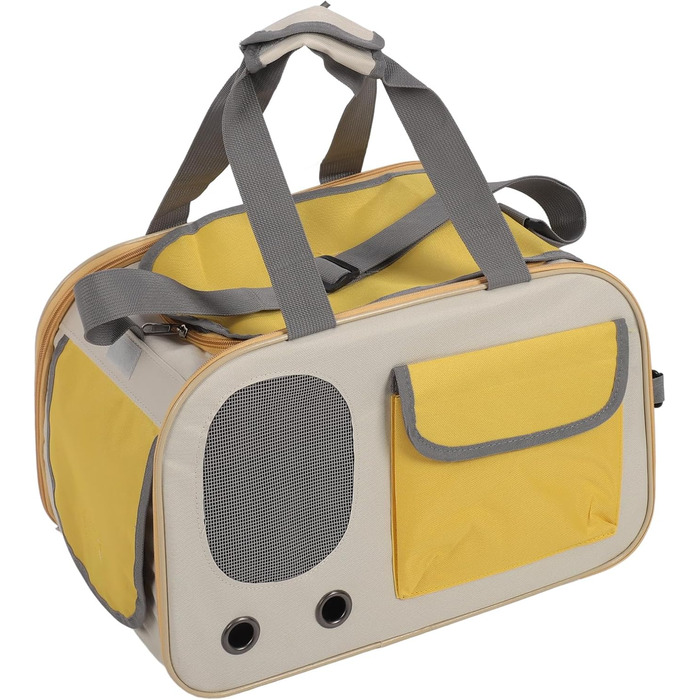 Транспортна переноска для котів та собак LUCKDANO, складана, з регульованим ременем, міцна, стильна (жовта)