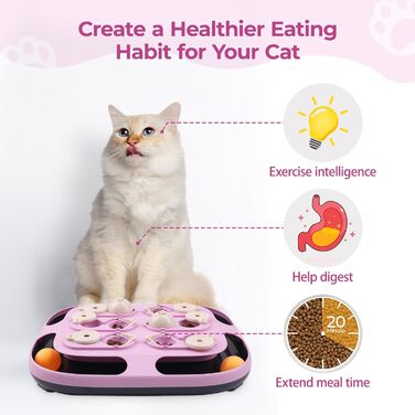 Інтерактивна іграшка для котів LACCEN 2-в-1 з м'ячиком-трекером та дозатором ласощів, пазл-іграшка для кошенят та дорослих котів, фіолетовий колір