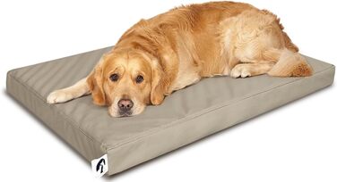 М'яке ортопедичне ліжко для собак середніх порід - Коричневе, з антиковзким покриттям, з штучної шкіри, миється, 116 x 71 x 7 см