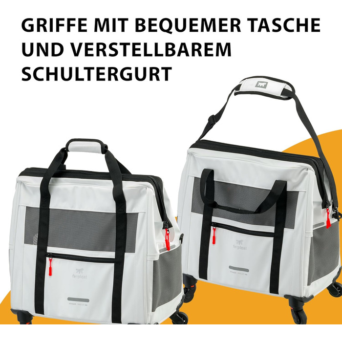 Транспортна переноска для собак та котів Ferplast Voyager Trolley, біла, з висувним ручками та колесами, до 15 кг, 46 x 26 x 48 см
