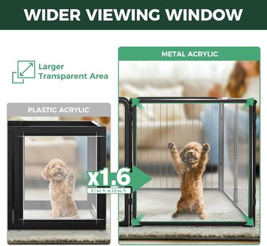 Клітка-палатка для собак FXW Pawadise, 61 см, 8 панелей (4 акрил + 4 метал), чорна, розширювана