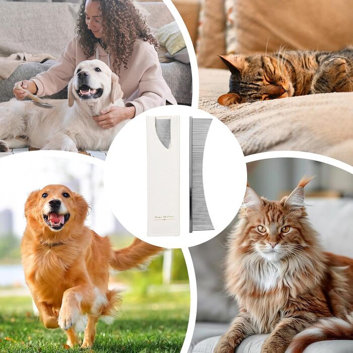 Гребінець для котів Flohkamm - для догляду за шерстю, ідеально для довгошерстих порід, щоденний догляд, після купання, для літніх котів та кошенят, сріблястого кольору