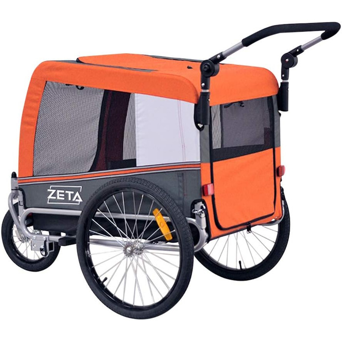 Papilioshop Zeta – 2-в-1 причіп для велосипеда та візок для собак та домашніх тварин, складаний, легкий та стабільний, ідеальний для перевезення тварин та прогулянок (Помаранчевий M)