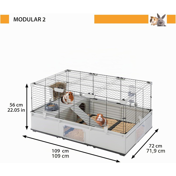 Клітка для кроликів та морських свинок Ferplast Modular 4 з аксесуарами, 179x72x56 см