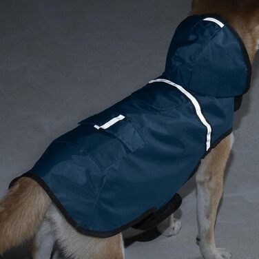 Водонепроникна куртка для собак KoKoBin з капюшоном, світловідбиваючими елементами, легка та дихаюча, для середніх та великих собак (M, сіро-блакитний)