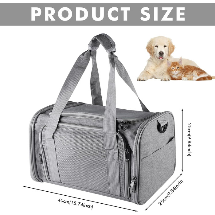 Транспортна сумка для кота/собаки WANDGU: складана, дихаюча, до 7 кг, з повідком та плечовим ременем