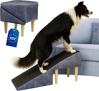 Сходи для собак Outentin – розкладні, з неслизьким покриттям, для маленьких та великих собак, до дивану та ліжка, стабільні, складані, 36 см, сірий графіт