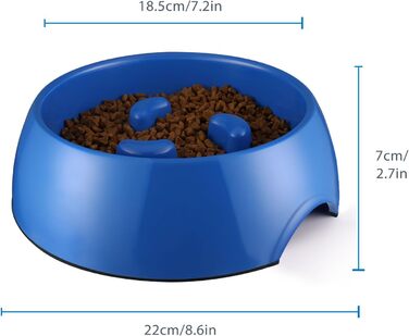 Миска для собак Flexzion Slow Feed, антиковзка, 600 мл – годівниця для цуценят і домашніх тварин, проти ковтання, три стовпчики, пластикова