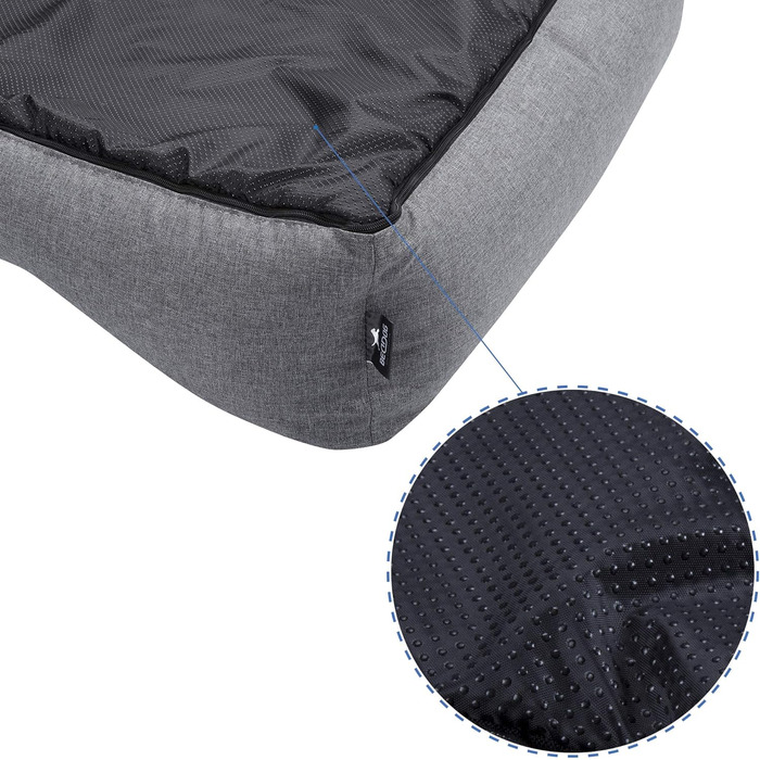 Преміум ортопедичне ліжко для собак BedDog Clara, м'яке ліжко-кімнатна подушка знімним чохлом, ковдра в подарунок - Rock (сірий) L 110 x B 75 x H 25 см ROCK (сірий)