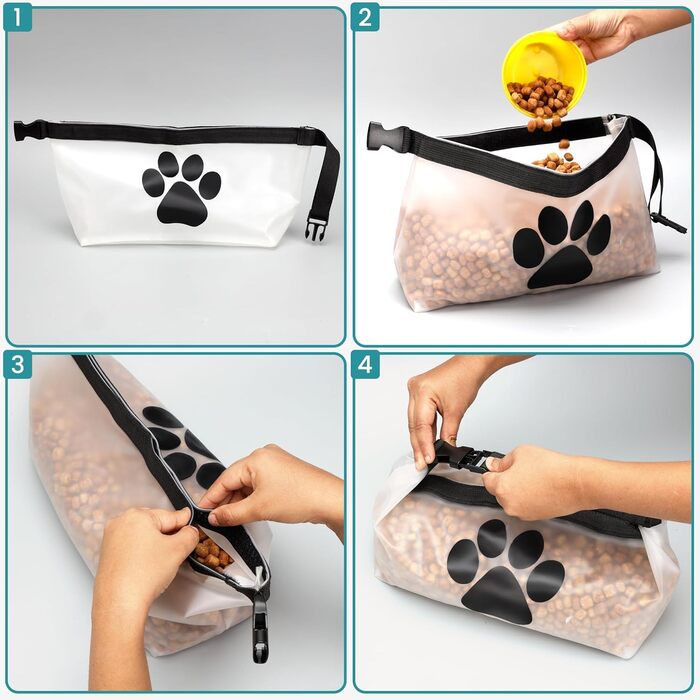 Набір мішечків для зберігання корму для собак BELLE VOUS (2 шт.) - сумка для корму, дорожній миска для собак, аксесуари для собак у подорожах, складаний миска для собак