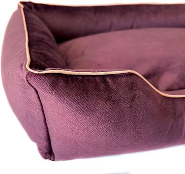 Собаче ліжко з велюру, миється, з високими бортиками – для маленьких та великих собак (M (80x50x18 см), слива)