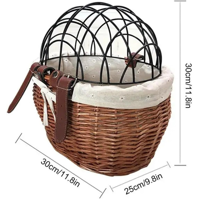 Корзина для собак та котів на велосипед, ручна робота, плетені з лози, коричнева