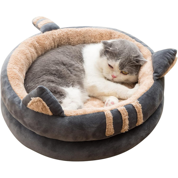 PETCUTE Лежак-будиночок для котів і собак, зимовий, м'який, із знімною подушкою, нековзка основа, праний, для котів, кошенят, цуценят