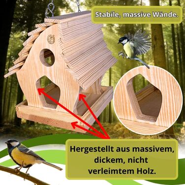 Дім для птахів на балкон: дерев'яний, ручної роботи, для саду та балкону, стійкий до погодних умов