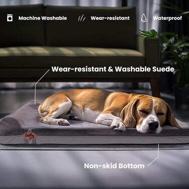 Ортопедичне ліжко для собак Laifug з memory foam, велике, з подушкою, водонепроникне, знімний чохол, розмір L (101.6 x 40.0 x 25.0 x 6.0 см)