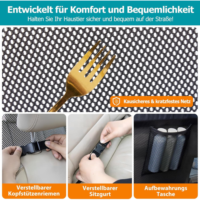 Сітка-перегородка для собак у машину CJYMMFAN - універсальна, для заднього сидіння та багажника, з металевим каркасом та прозорим сіткою