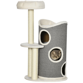PawHut Cat Tree 109 см Cat Tree з кігтеточкою та лежаком для кішки, колони з сизалю, сучасний у білому сірому кольорі для любителів кішок